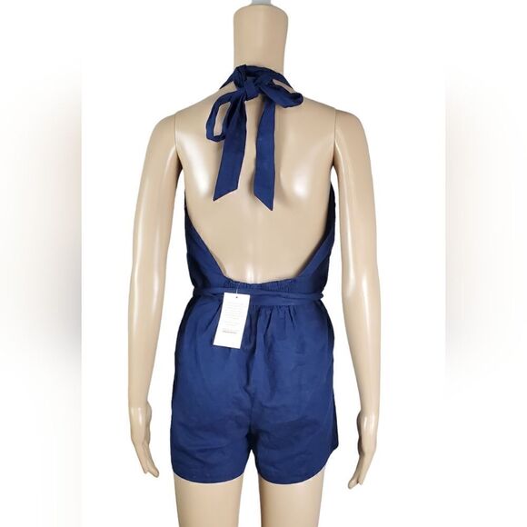 NWT Modcloth Navy Blue Halter Romper - Picture 3 of 10